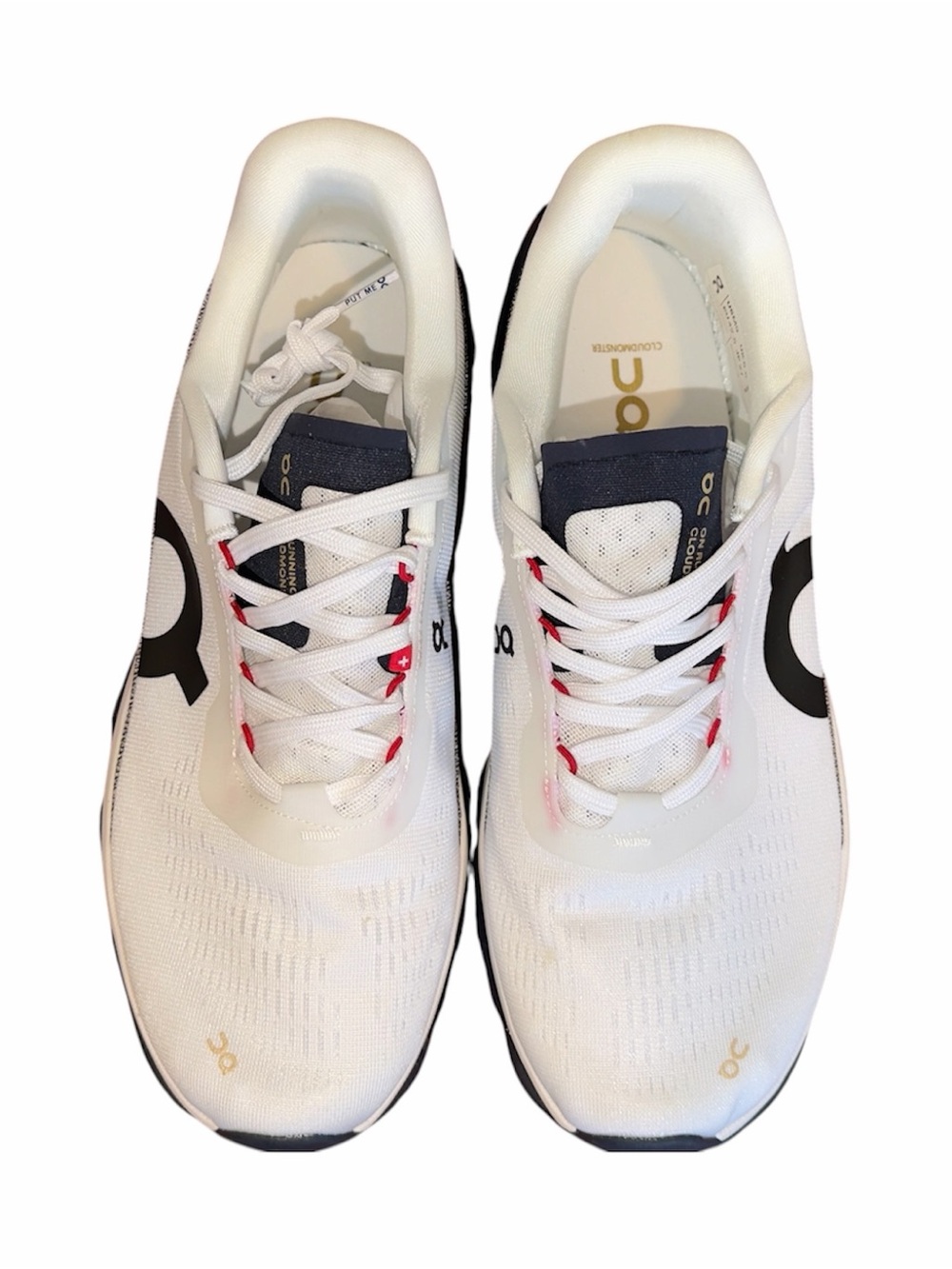 Mens On Running White Shoes with Navy and Gold Details - Picture 4 of 6